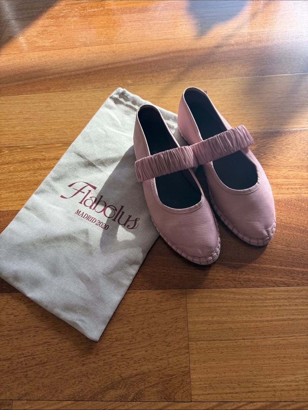 Flabelus Mafalda Peony Mary Jane Flats with Ruched Strap